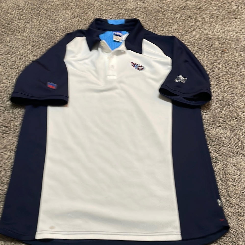 Titans NFL Polo Men’s large Blue white NFL Reebok polo shirt‎ Tennessee Titans